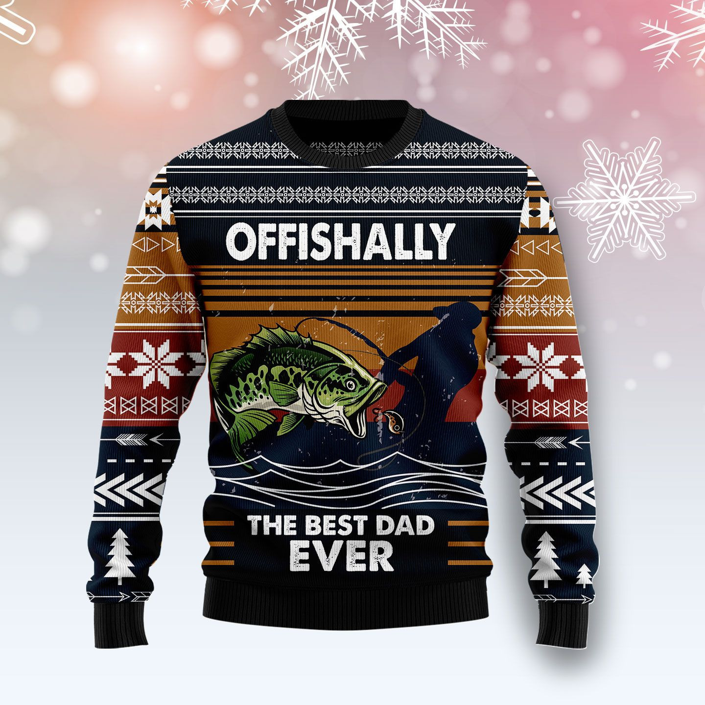 Fishing Retro Vintage Ugly Christmas Sweater Adult 3D Funny Matching for family