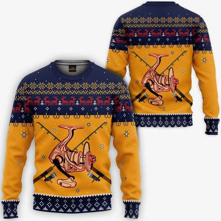 Fishing Ugly Christmas Sweater Adult 3D Funny Matching for family
