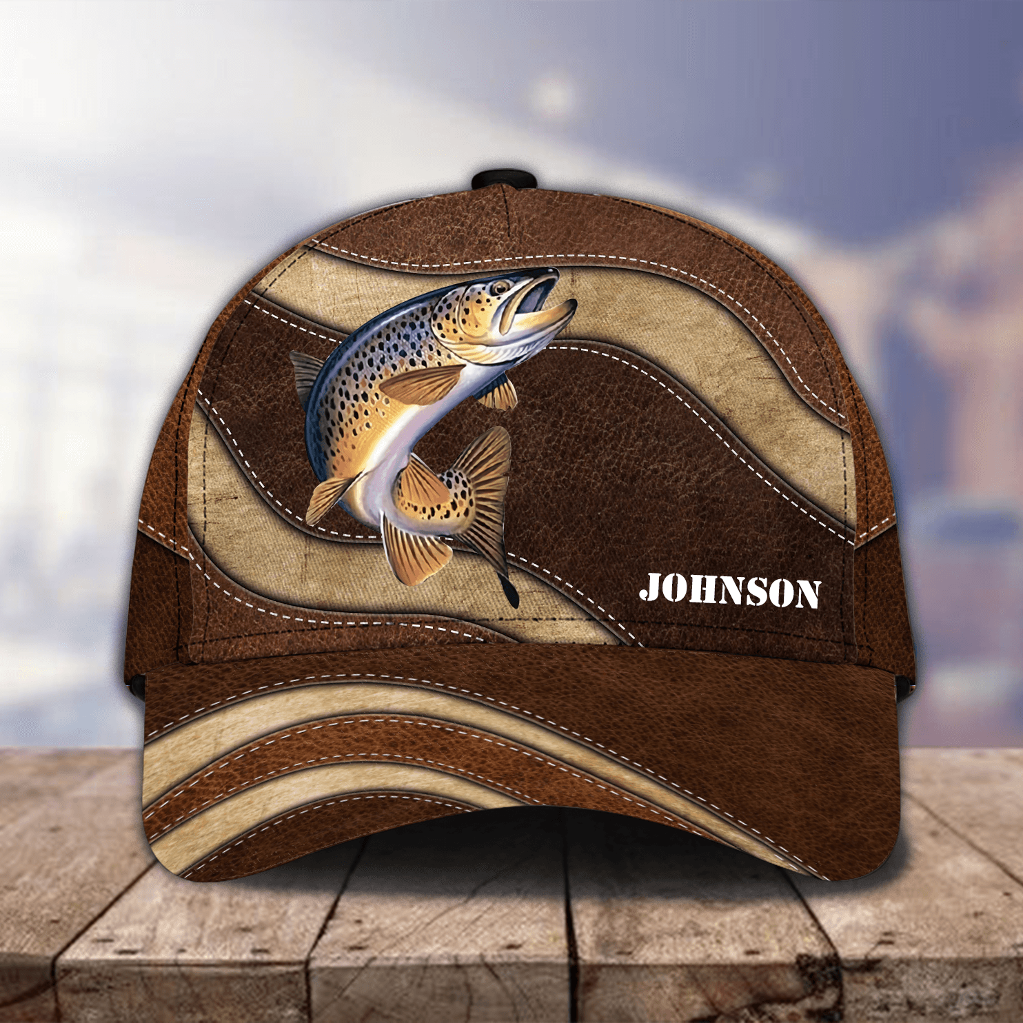 Fishing Wavy Personalized Cap, Personalized Gift for Fishing Lovers Trucker Hats Custom Hats Gifts For Men & Women
