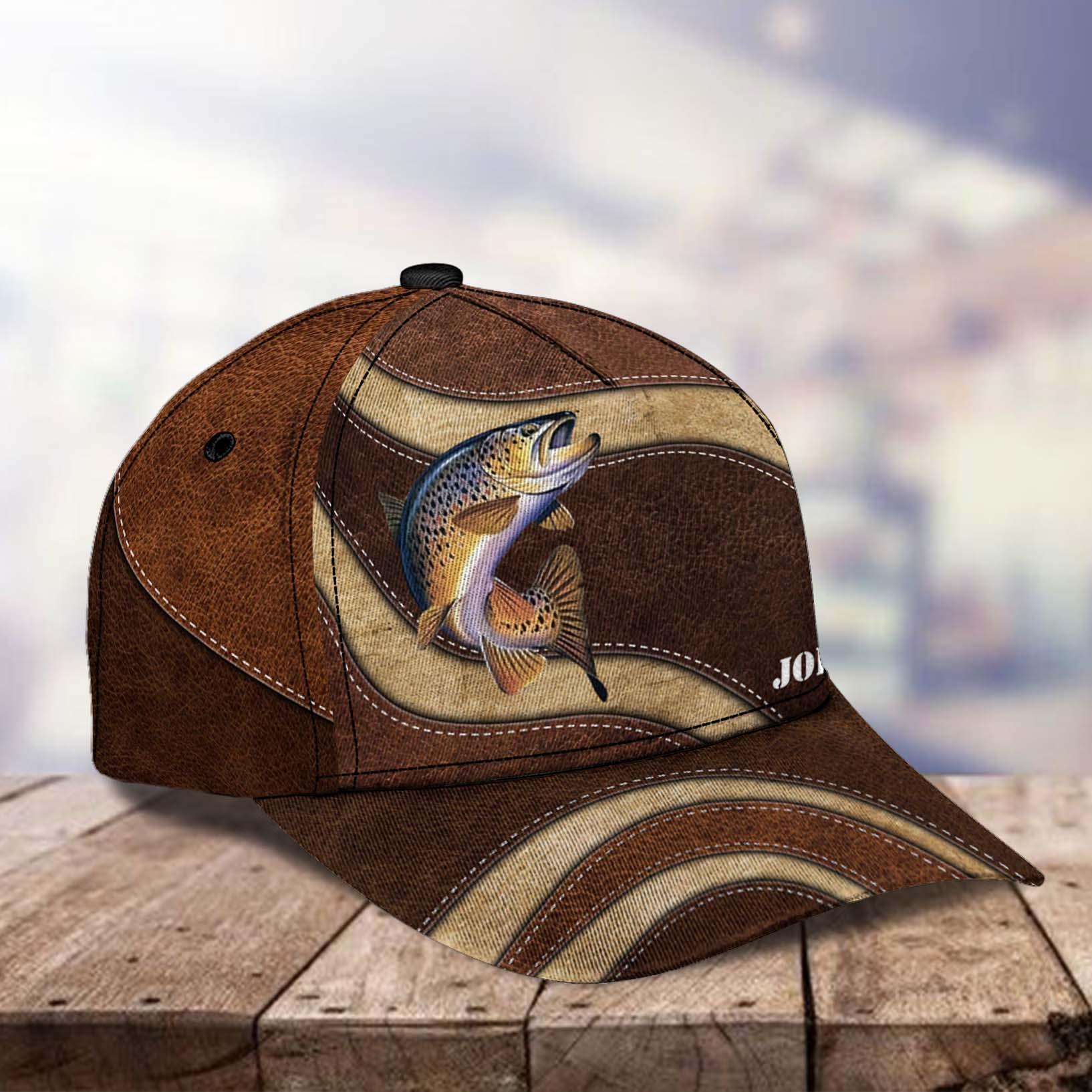 Fishing Wavy Personalized Cap, Personalized Gift for Fishing Lovers Trucker Hats Custom Hats Gifts For Men & Women