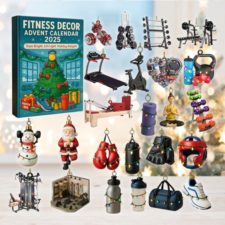 Fitness Decor Advent Calendar 2025, 24 Gym Equipment Ornaments, Christmas Countdown Gift, Workout Lover Decor, Weightlifting