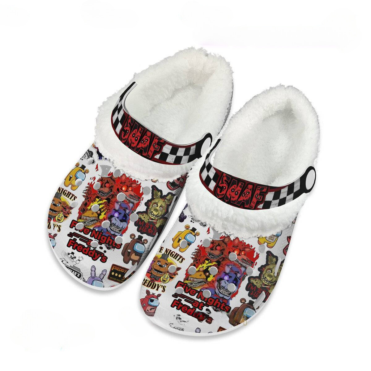 Five Nights At FreddyÃ¢â‚¬â„¢s Game Crocs Crocband Fleece Lined Clogs Shoes Comfortable For Men Women and Kids In Winter