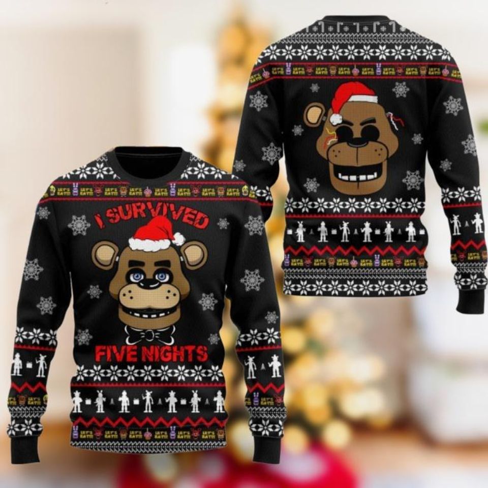Five Nights At Freddy's Christmas Sweater, Horror Movie Sweater Men, Ugly Xmas Sweater