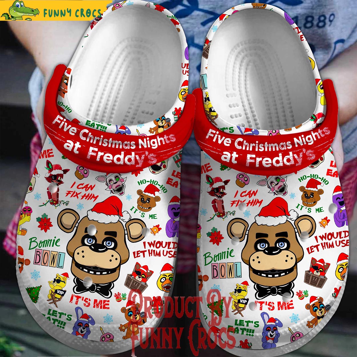 Five Nights At Freddy's Game Christmas Crocs Crocband Clogs Shoes Comfortable For Men Women and Kids