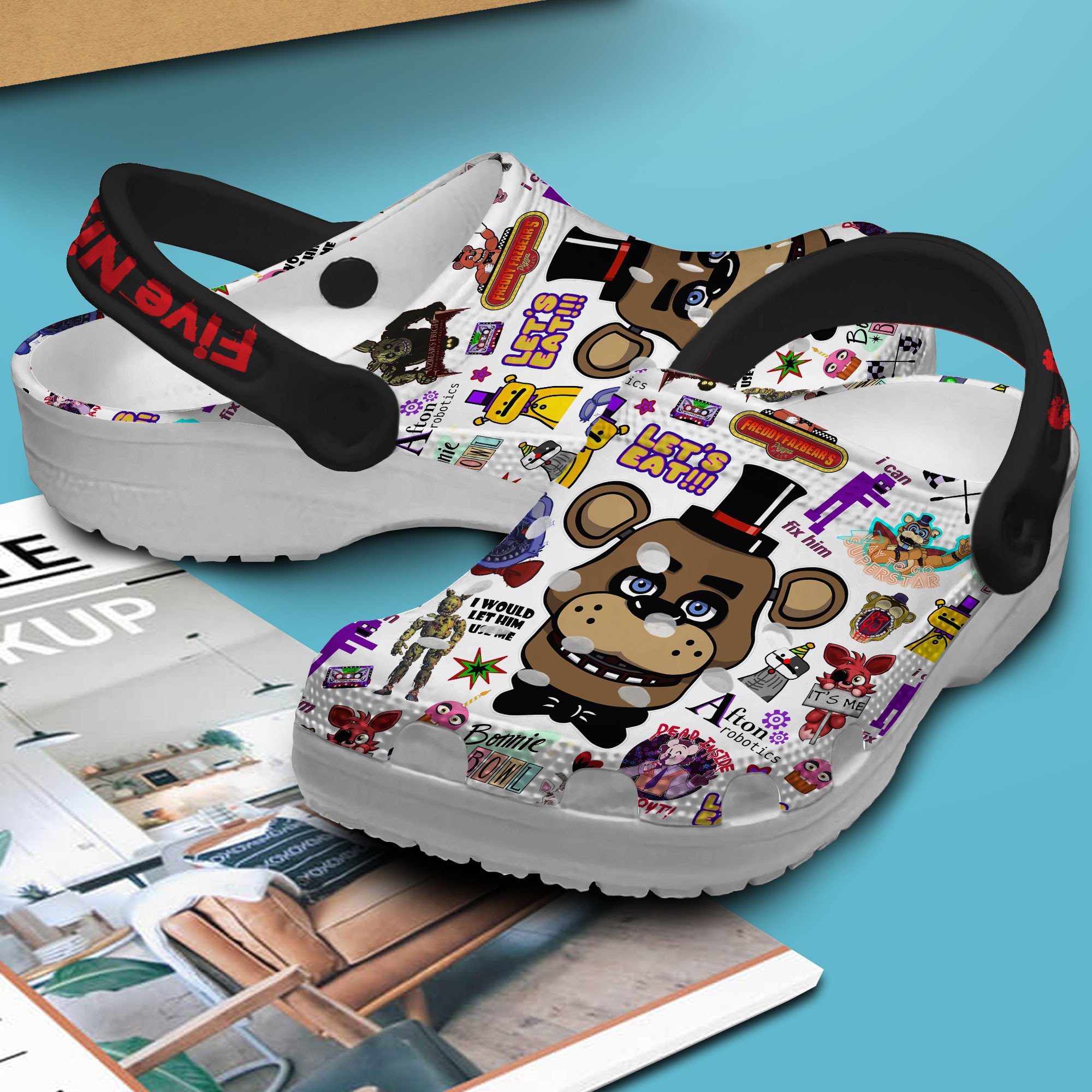 Five Nights At Freddy's Game Crocs Crocband Clogs Shoes Comfortable For Men Women and Kids - Image 3