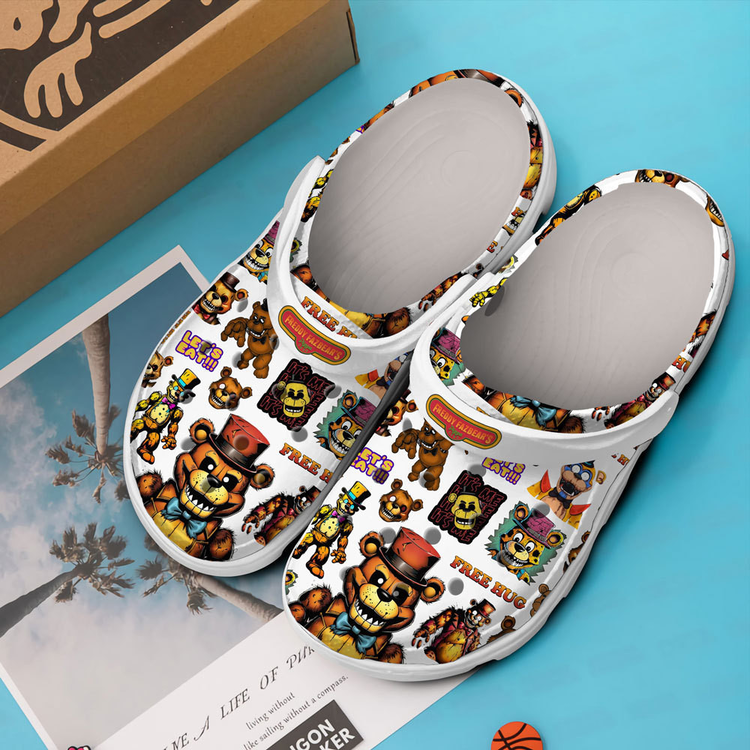 Five Nights At Freddy's Game Crocs Crocband Clogs Shoes Comfortable For Men Women and Kids - Image 4