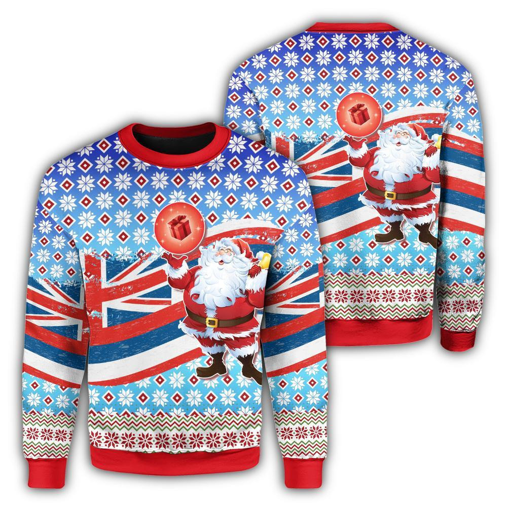 Flag Santa Claus Pattern Ugly Christmas Sweater Adult 3D Funny Matching for family