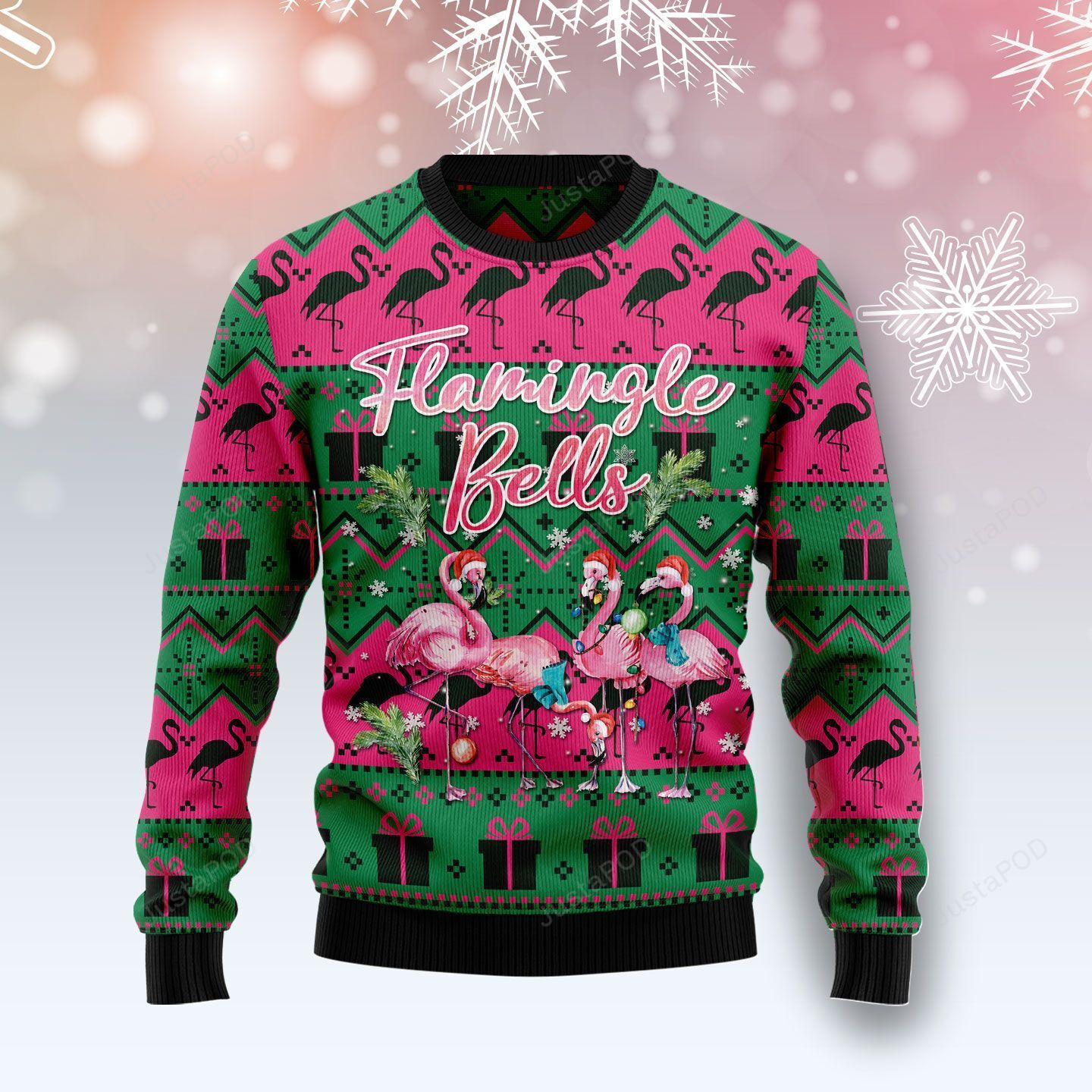 Flamingle Bells Ugly Christmas Sweater Adult 3D Funny Matching for family