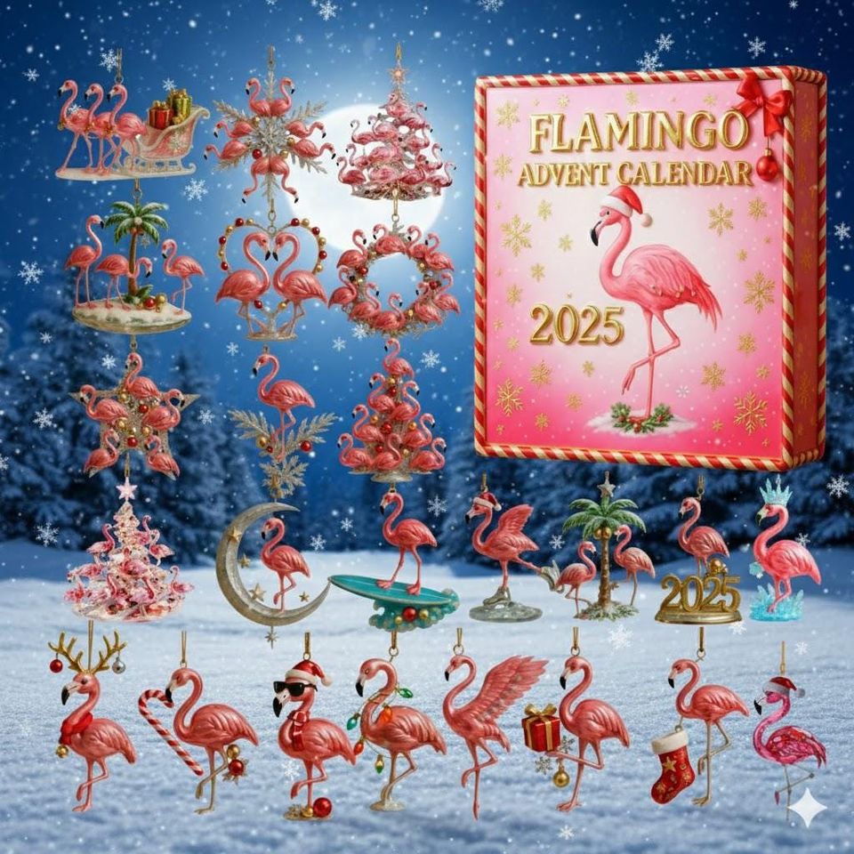 Flamingo 24 Acrylic Advent Calendar, 24 Day Flamingo Figurines, Festive Flamingo Countdown