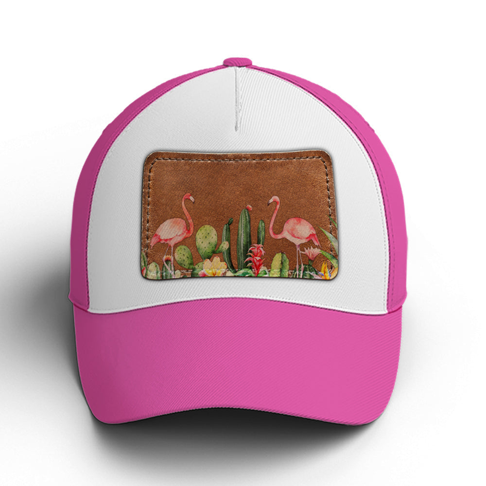 Flamingo And Cactus Classic Pink Baseball Cap Trucker Hats Custom Hats Gifts For Men & Women