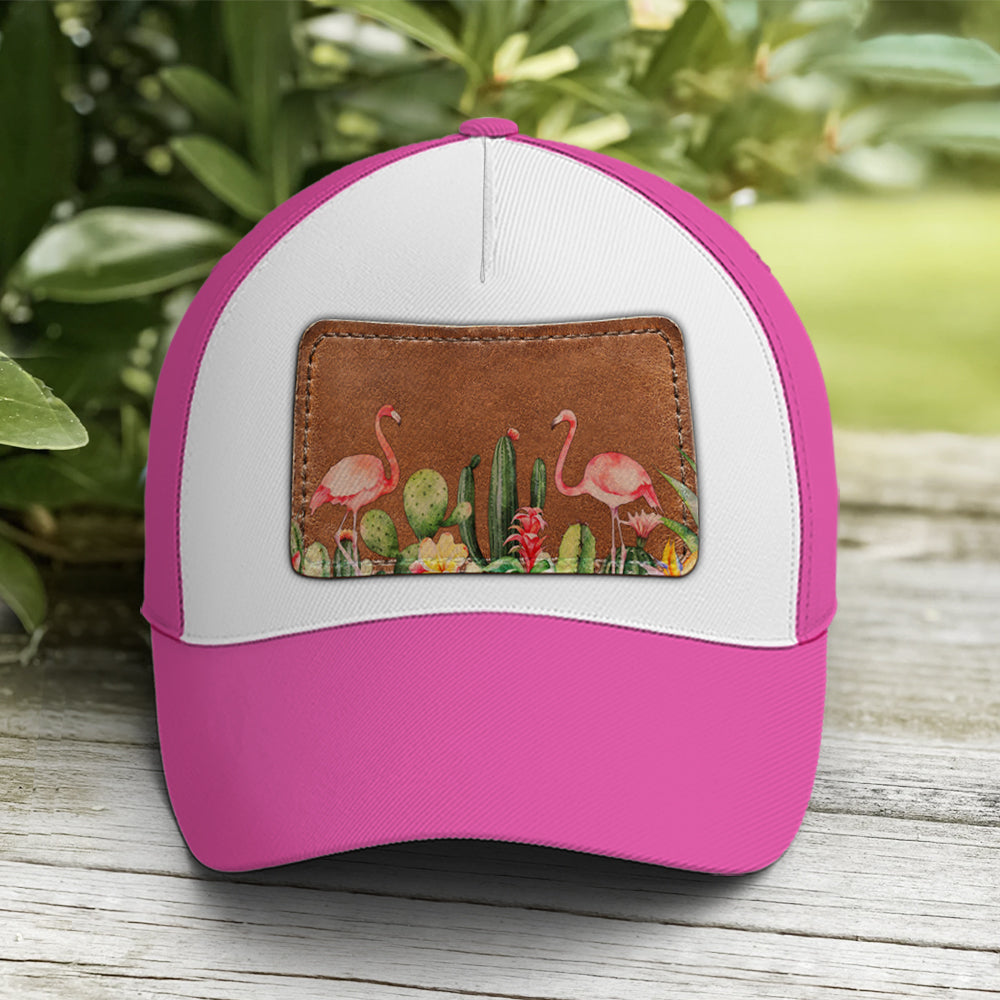 Flamingo And Cactus Classic Pink Baseball Cap Trucker Hats Custom Hats Gifts For Men & Women