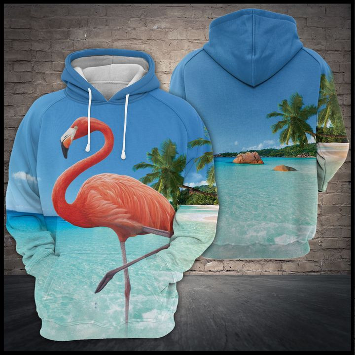 Flamingo At The Beach 3D All Over Print Hoodie, Zip Hoodie