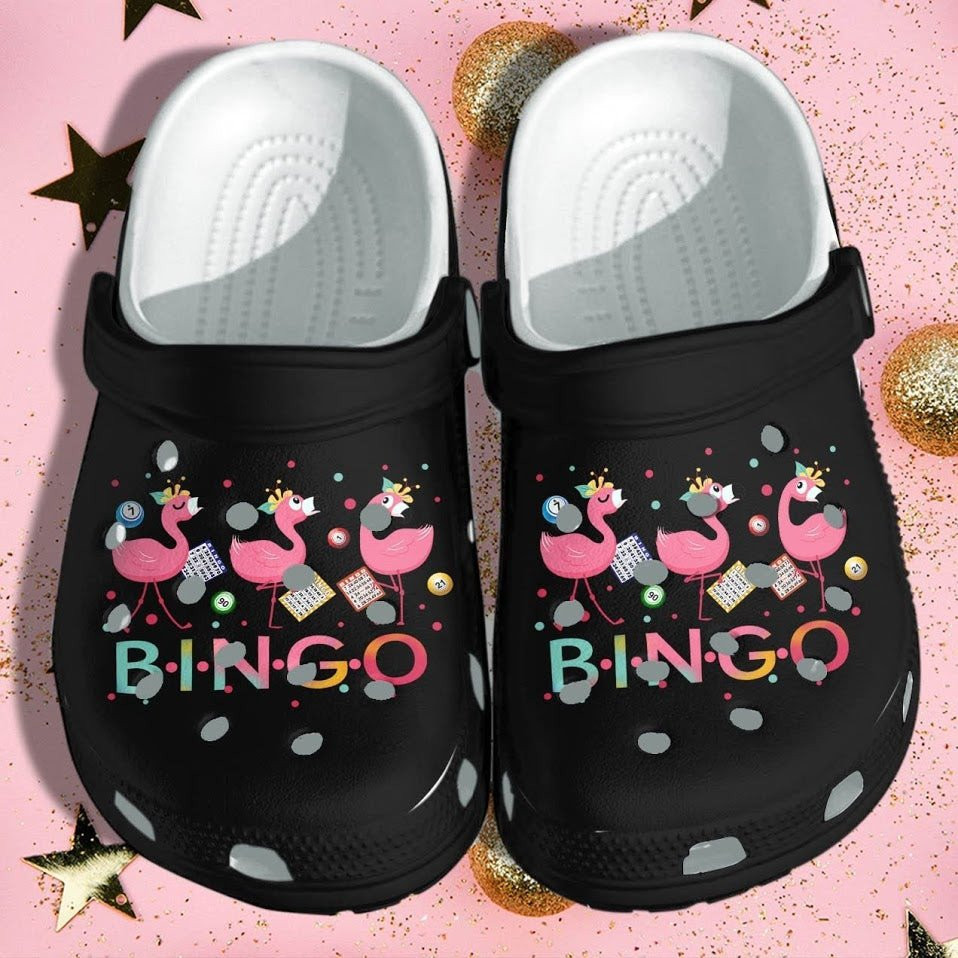 Flamingo Bingo Shoes For Kids Kindergarten - School Funny Clogs
