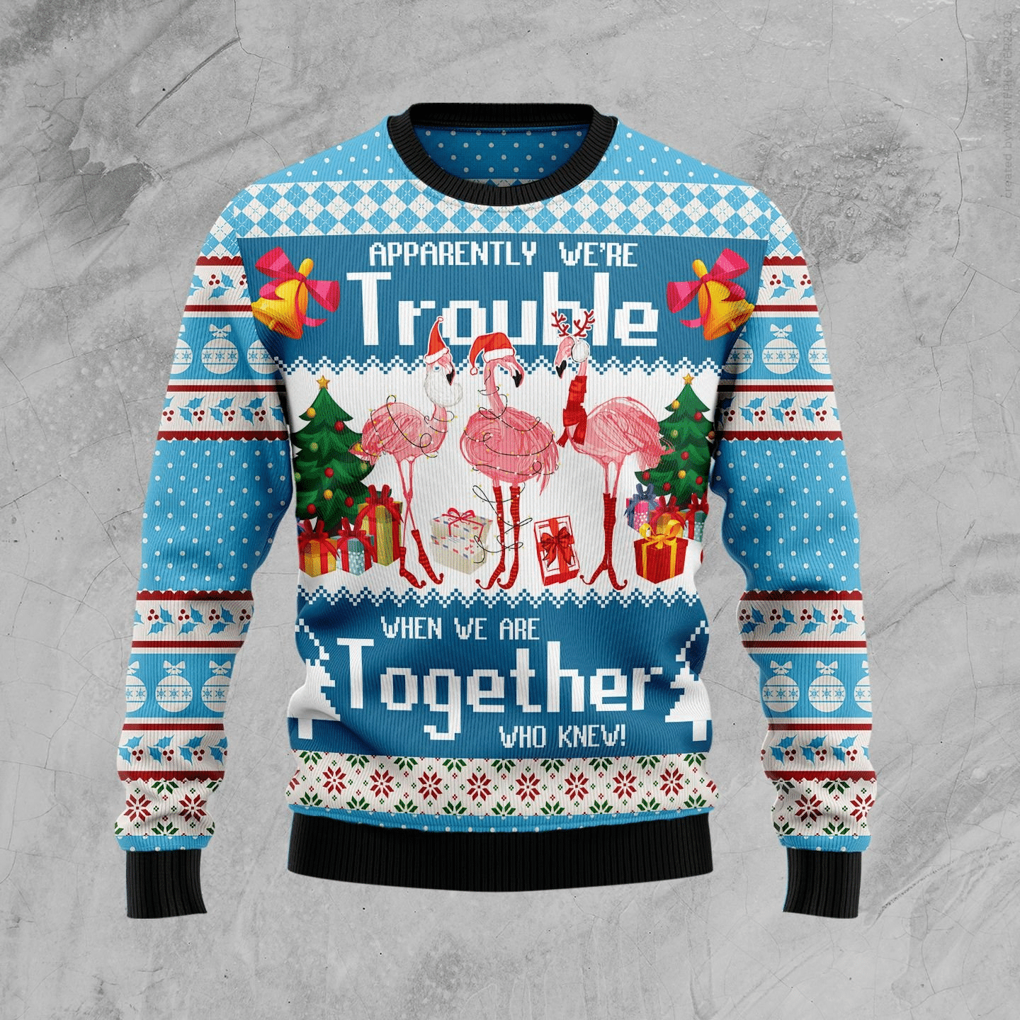 Flamingo Christmas Pattern Ugly Christmas Sweater Adult 3D Funny Matching for family