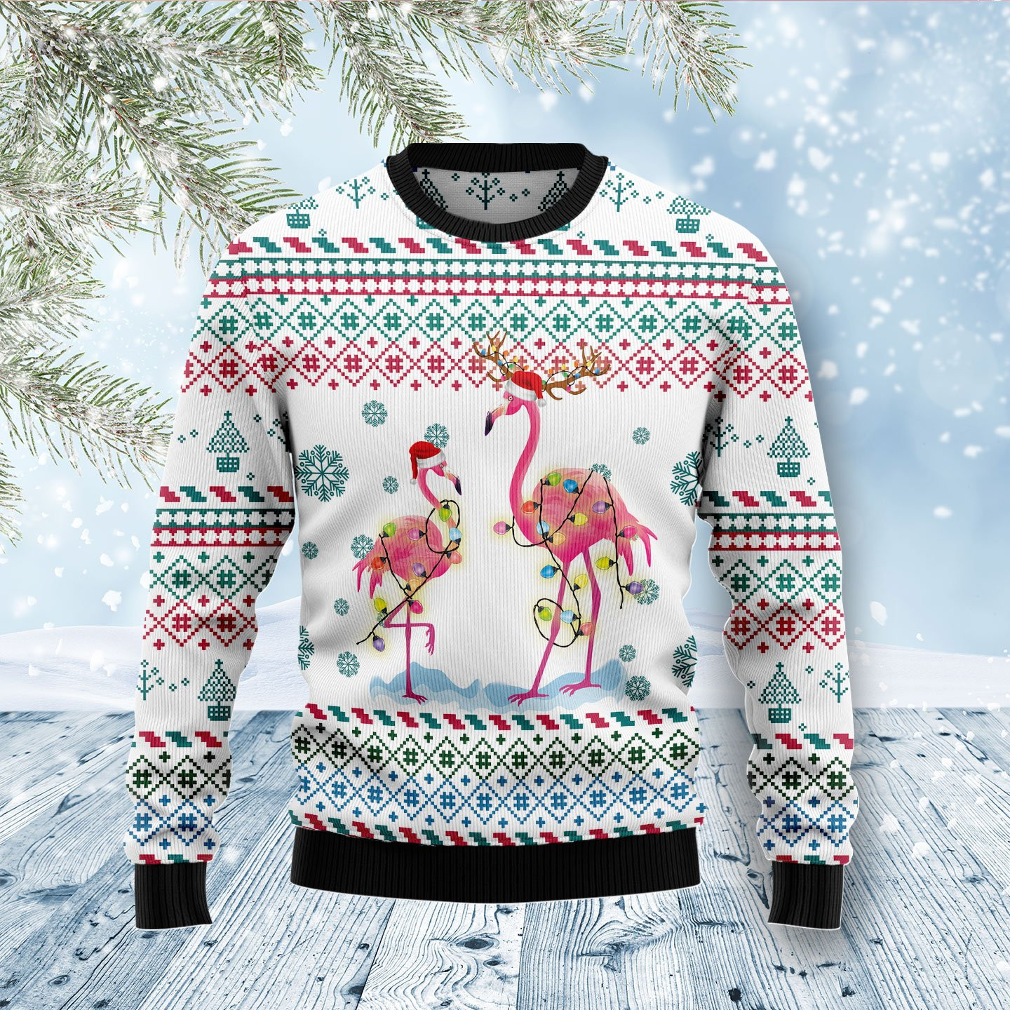 Flamingo Christmas Reunion Ugly Christmas Sweater Adult 3D Funny Matching for family