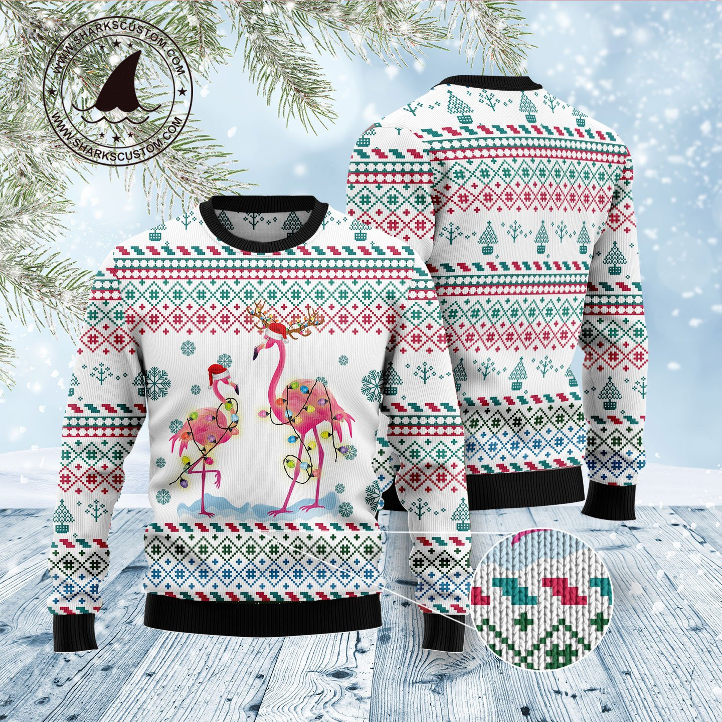 Flamingo Christmas Reunion Ugly Christmas Sweater Adult 3D Funny Matching for family - Image 3