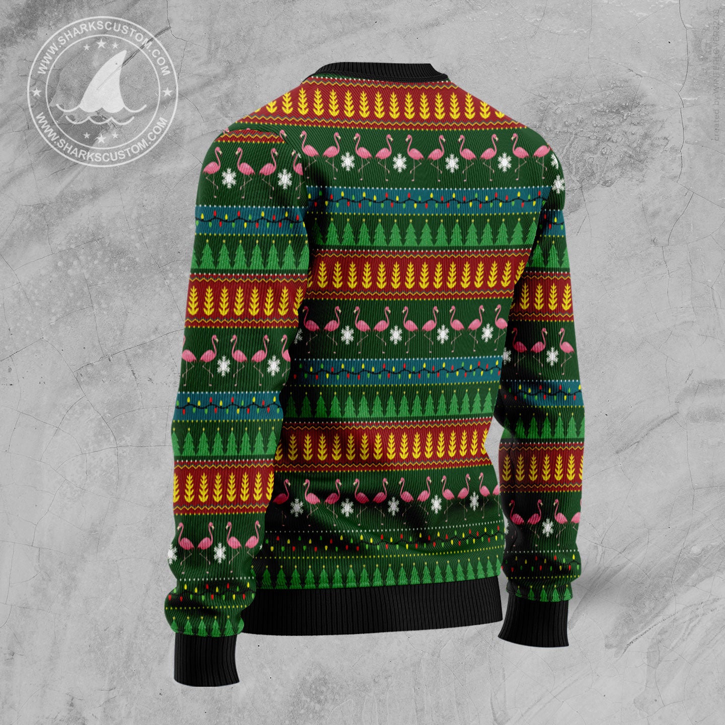 Flamingo Christmas Tree Ugly Christmas Sweater - Image 2