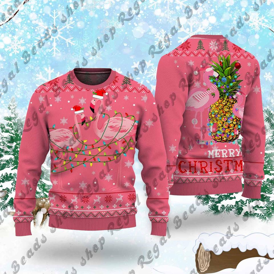 Flamingo Christmas Ugly Sweatshirts