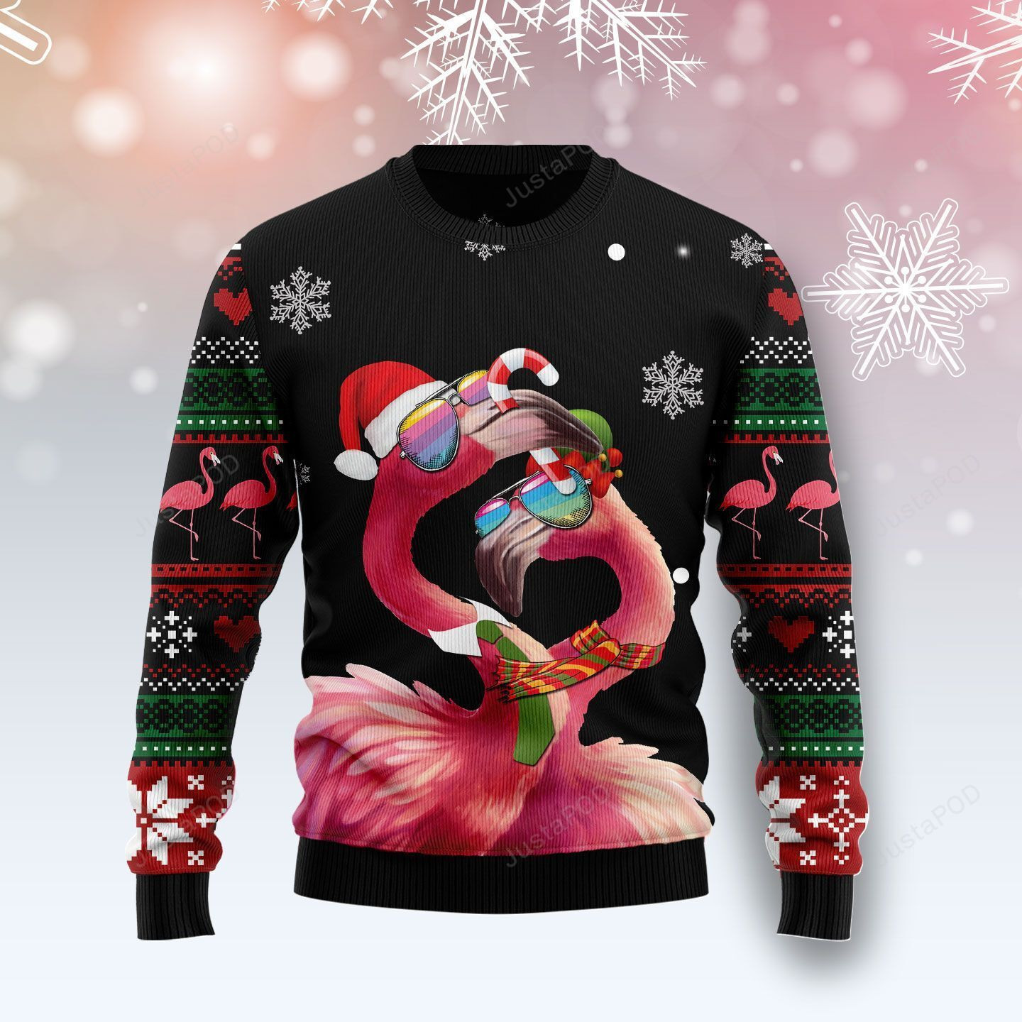 Flamingo Couple Ugly Christmas Sweater Adult 3D Funny Matching for family