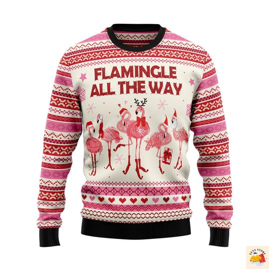 Flamingo Flamingle All The Ways Ugly Christmas Sweater - Image 3