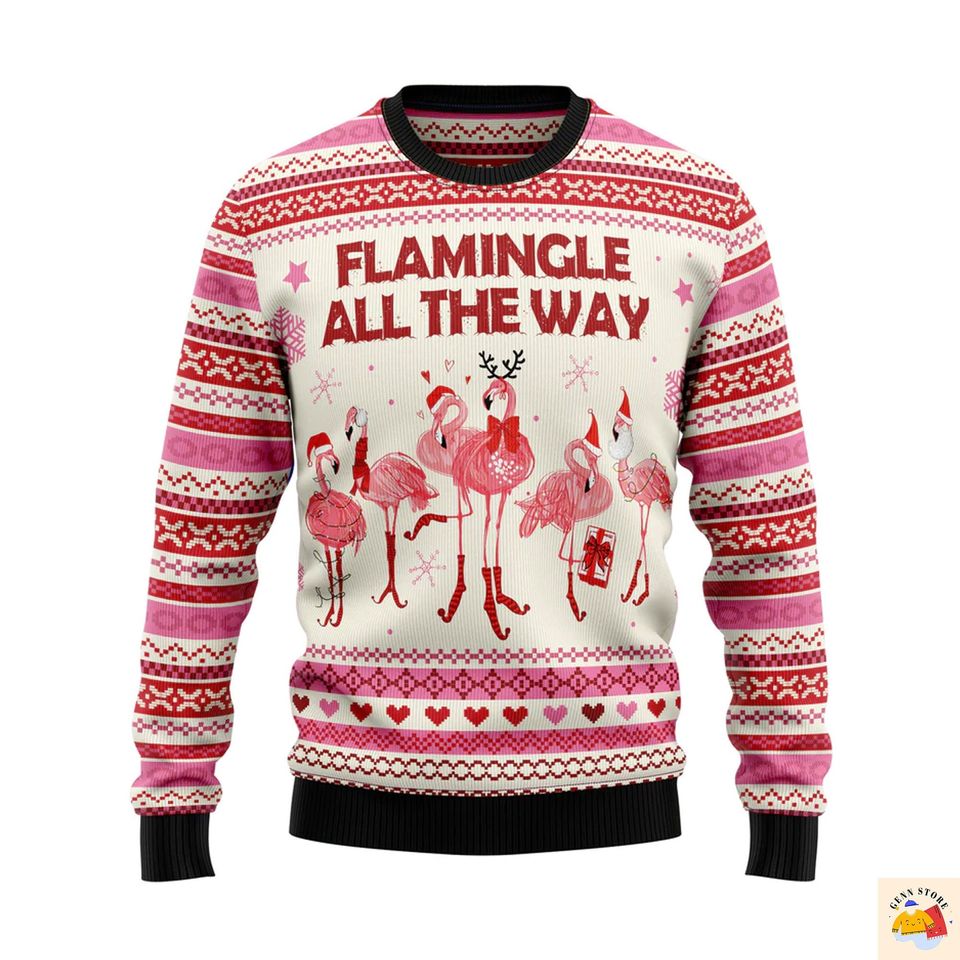 Flamingo Flamingle All The Ways Ugly Christmas Sweater