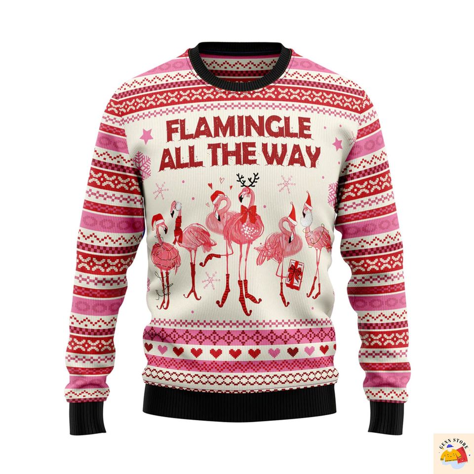 Flamingo Flamingle All The Ways Ugly Christmas Sweater