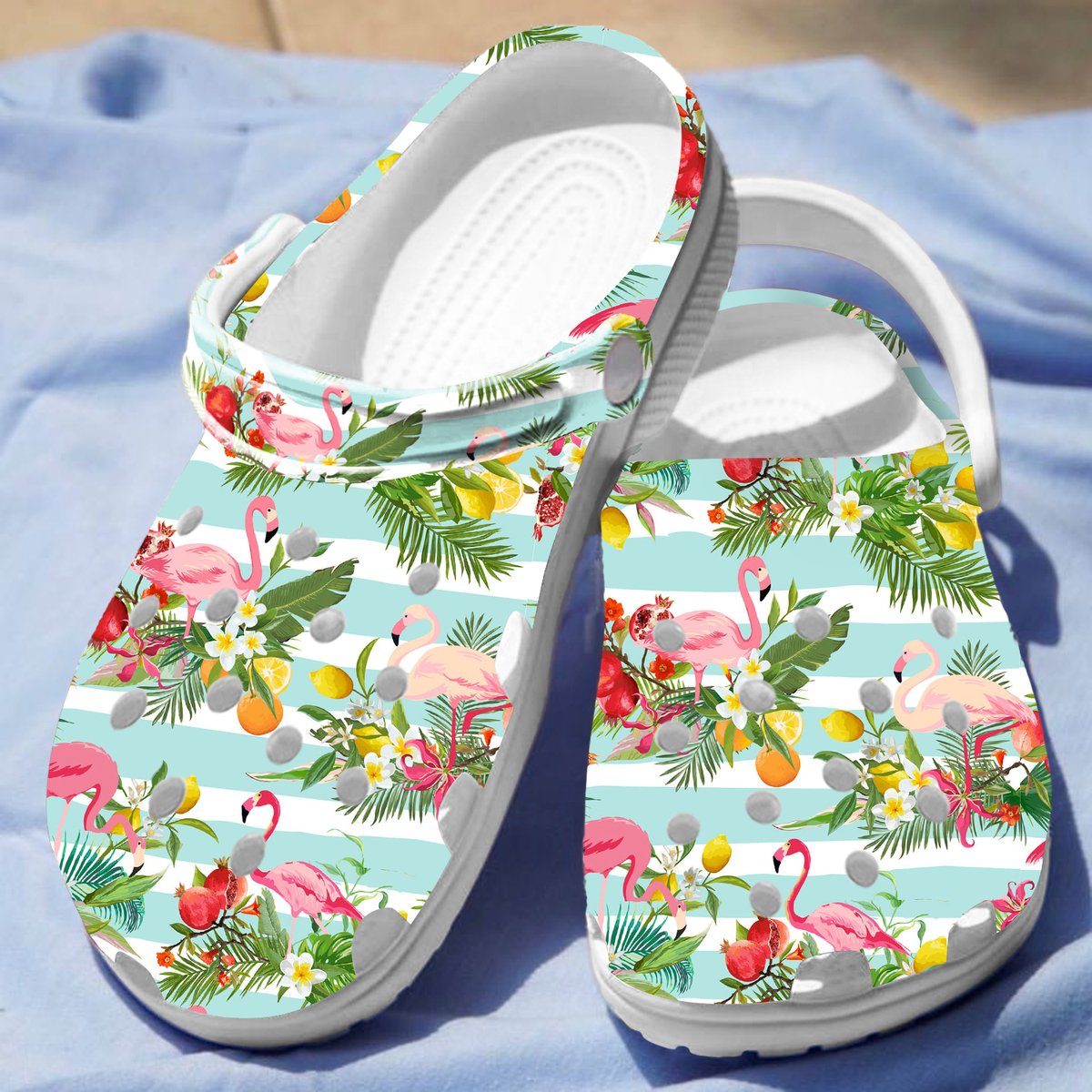 Flamingo Floral Crocs Crocband Clogs Shoes Comfortable For Men Women and Kids - Image 4