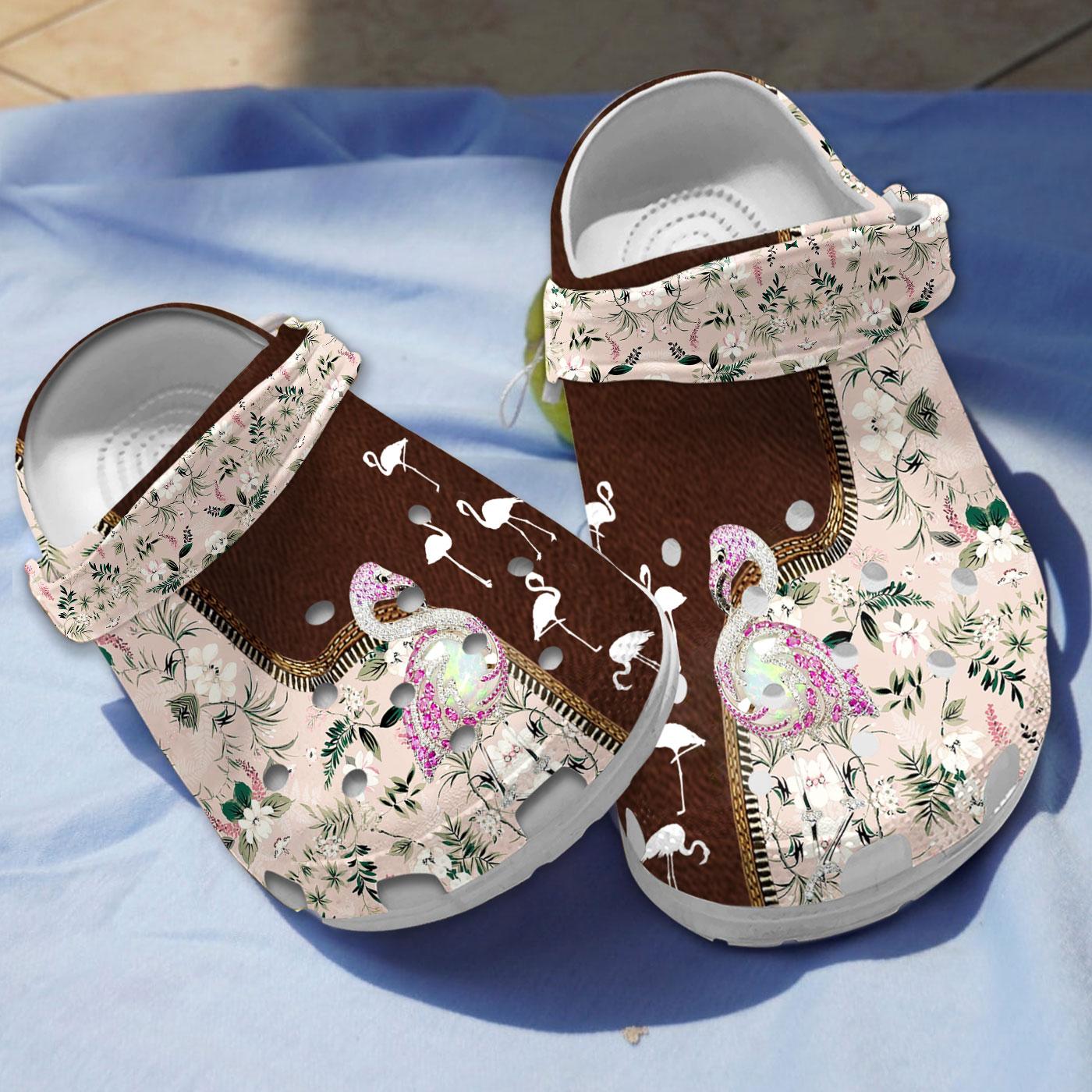 Flamingo Floral Crocs Crocband Clogs Shoes Comfortable For Men Women and Kids