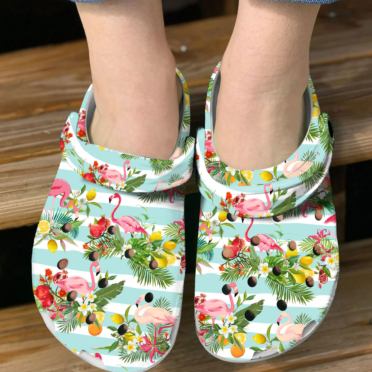 Flamingo Floral Crocs Crocband Clogs Shoes Comfortable For Men Women and Kids - Image 2