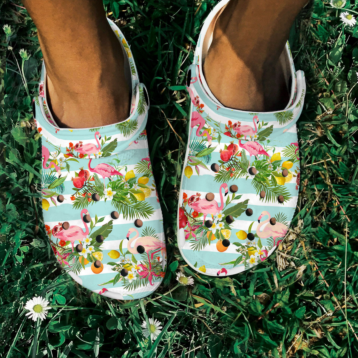 Flamingo Floral Crocs Crocband Clogs Shoes Comfortable For Men Women and Kids - Image 3