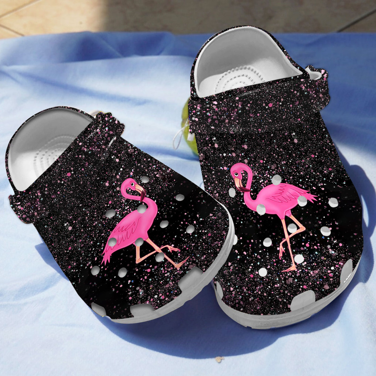 Flamingo Glitter Crocs Crocband Clogs Shoes Comfortable For Men Women and Kids