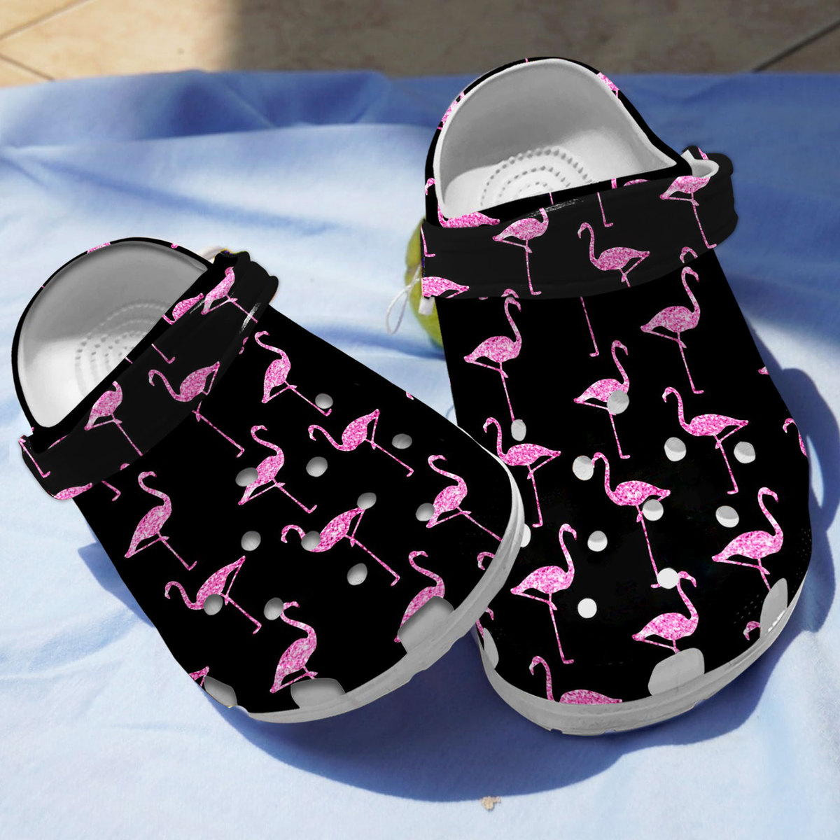 Flamingo Glitter Crocs Crocband Clogs Shoes Comfortable For Men Women and Kids