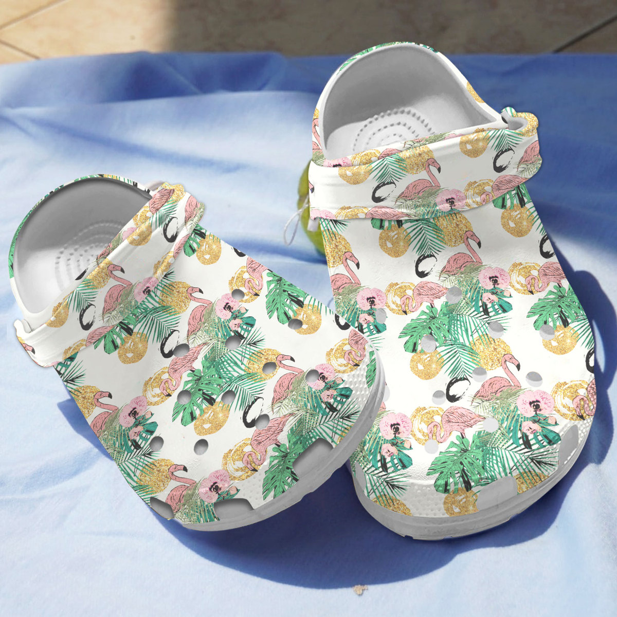 Flamingo Glitter Crocs Crocband Clogs Shoes Comfortable For Men Women and Kids