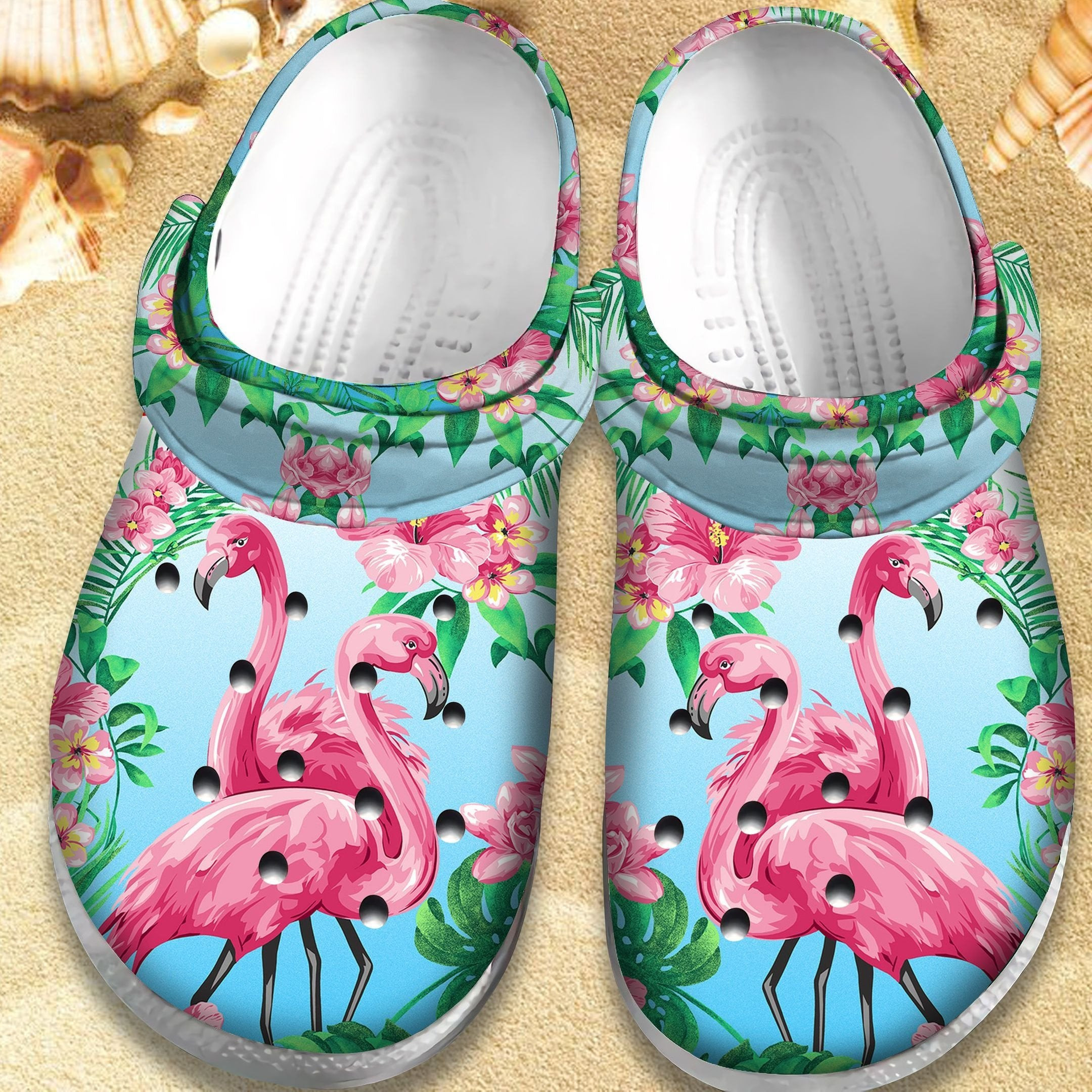 Flamingo Hawaiian Shoes - Beauty Flower Clogs Gift For Female
