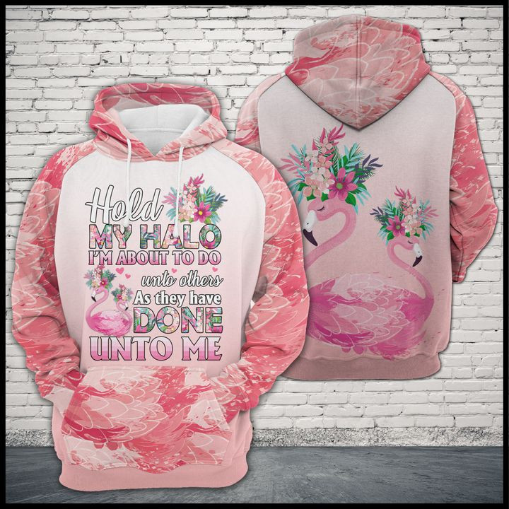 Flamingo Hold My Halo 3D All Over Print Hoodie, Zip Hoodie