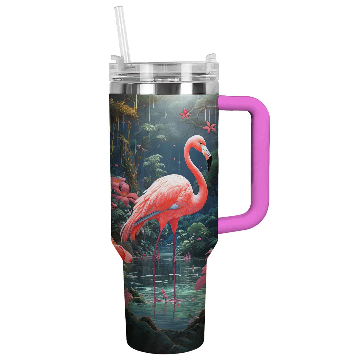 Flamingo In Jungle Custom Stanley Cup 40 oz 30 oz Tumbler With HandleTVC2301784