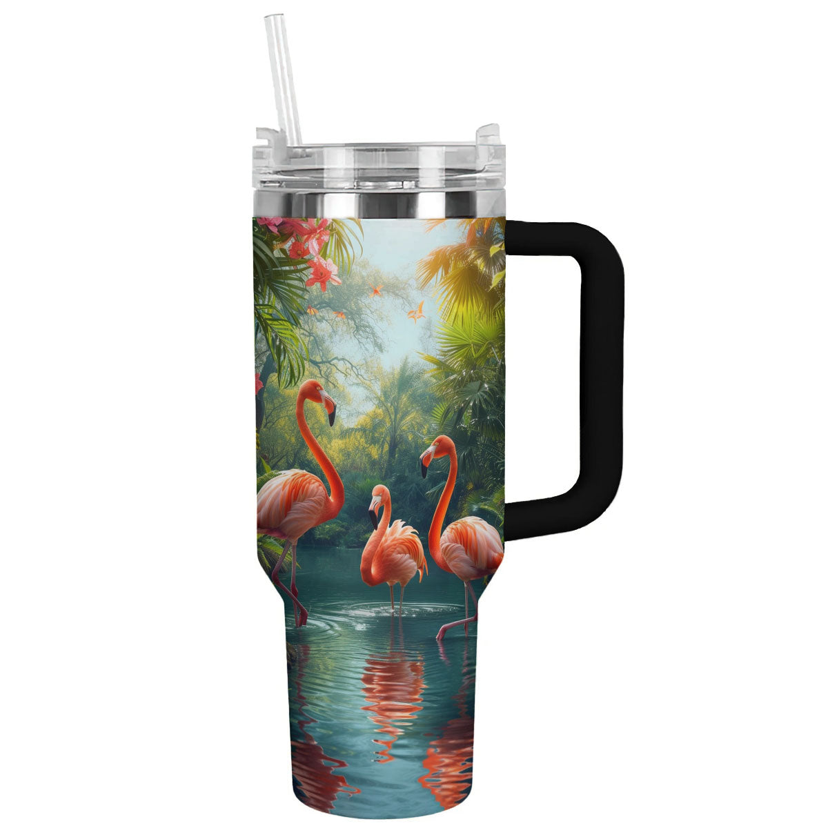 Flamingo In Jungle Custom Stanley Cup 40 oz 30 oz Tumbler With HandleTVC2301785