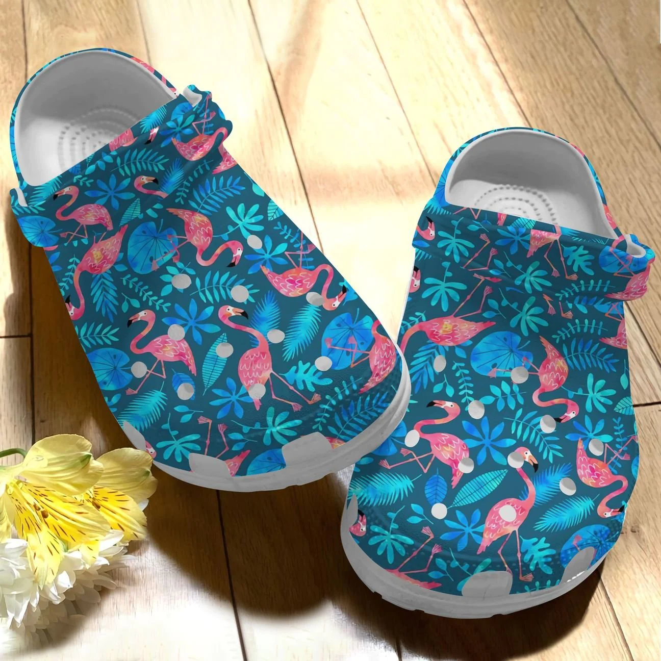 Flamingo In The Tropical Forest Crocs Crocband Clogs Shoes Comfortable For Men Women and Kids