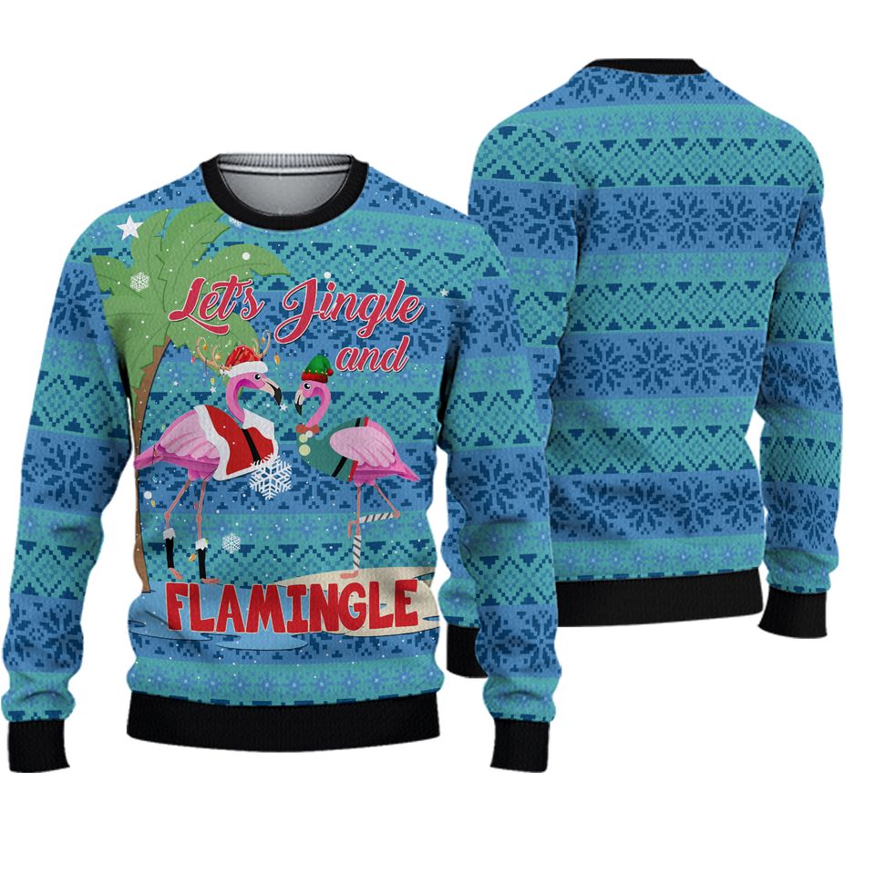 Flamingo Let's Jingle Ugly Sweater - Cute Festive Apparel