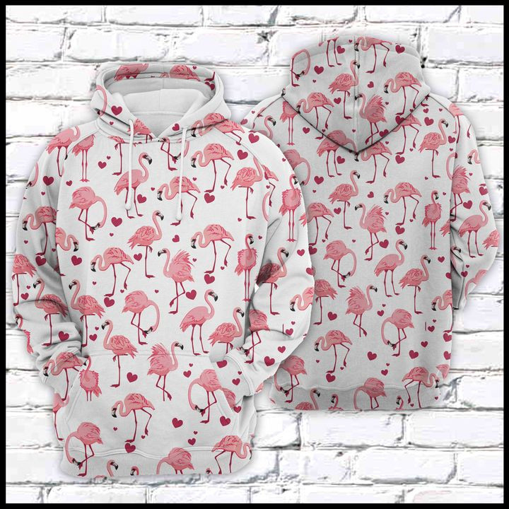 Flamingo Love 3D All Over Print Hoodie, Zip Hoodie
