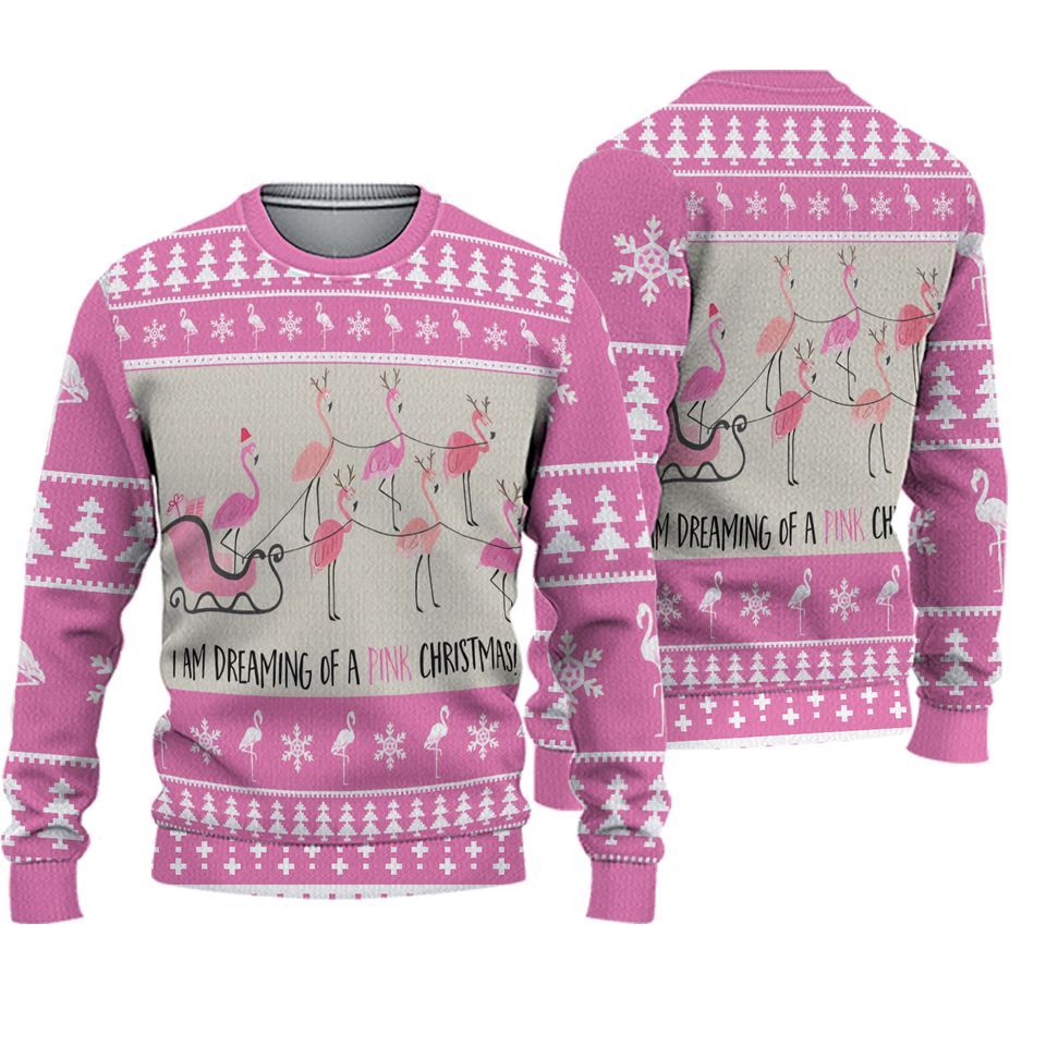 Flamingo Sweater, I'm Dreaming of A Pink Christmas Sweater