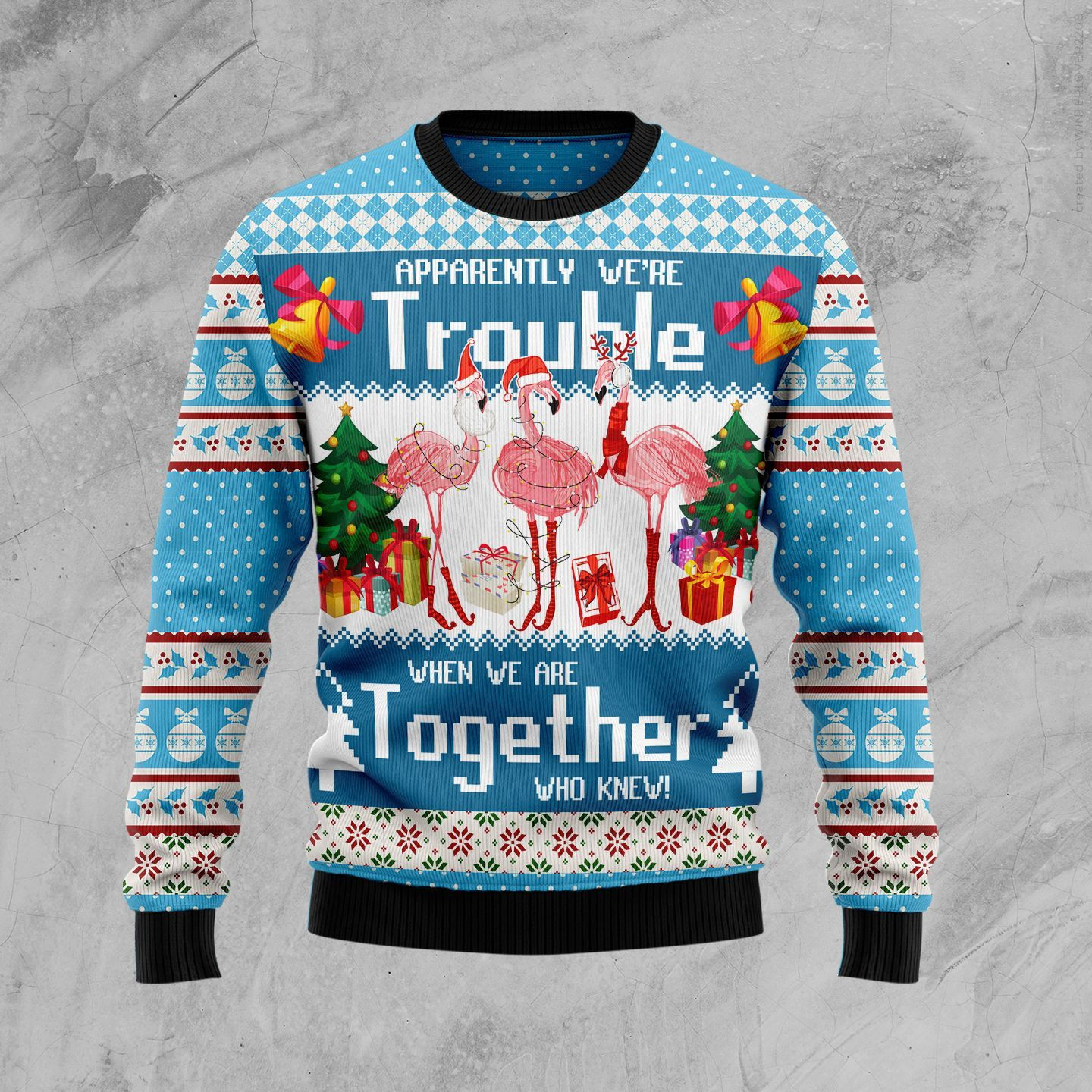Flamingo Together Ugly Christmas Sweater Adult 3D Funny Matching for family