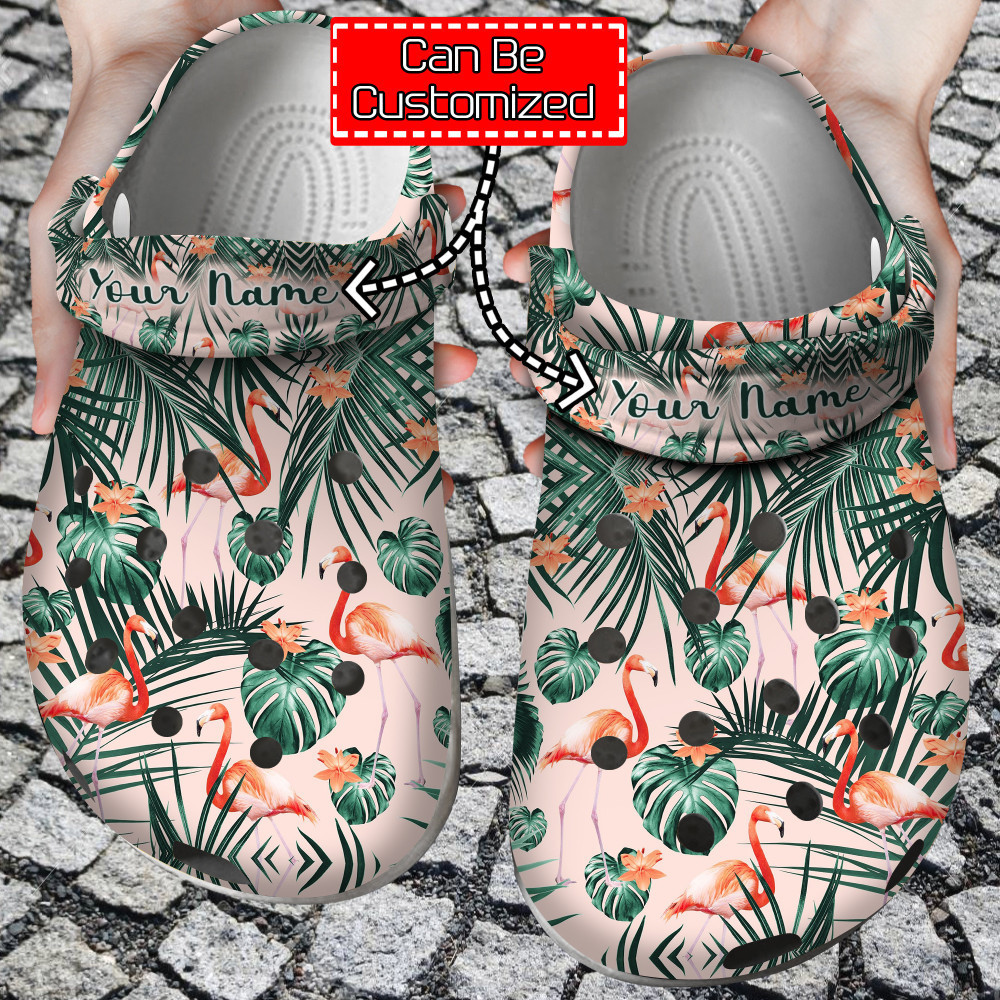 Flamingo - Tropical Patterns Flamingo Clog Shoes For Men And Women