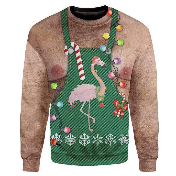 Flamingo Ugly Christmas Sweater Adult 3D Funny Matching for family