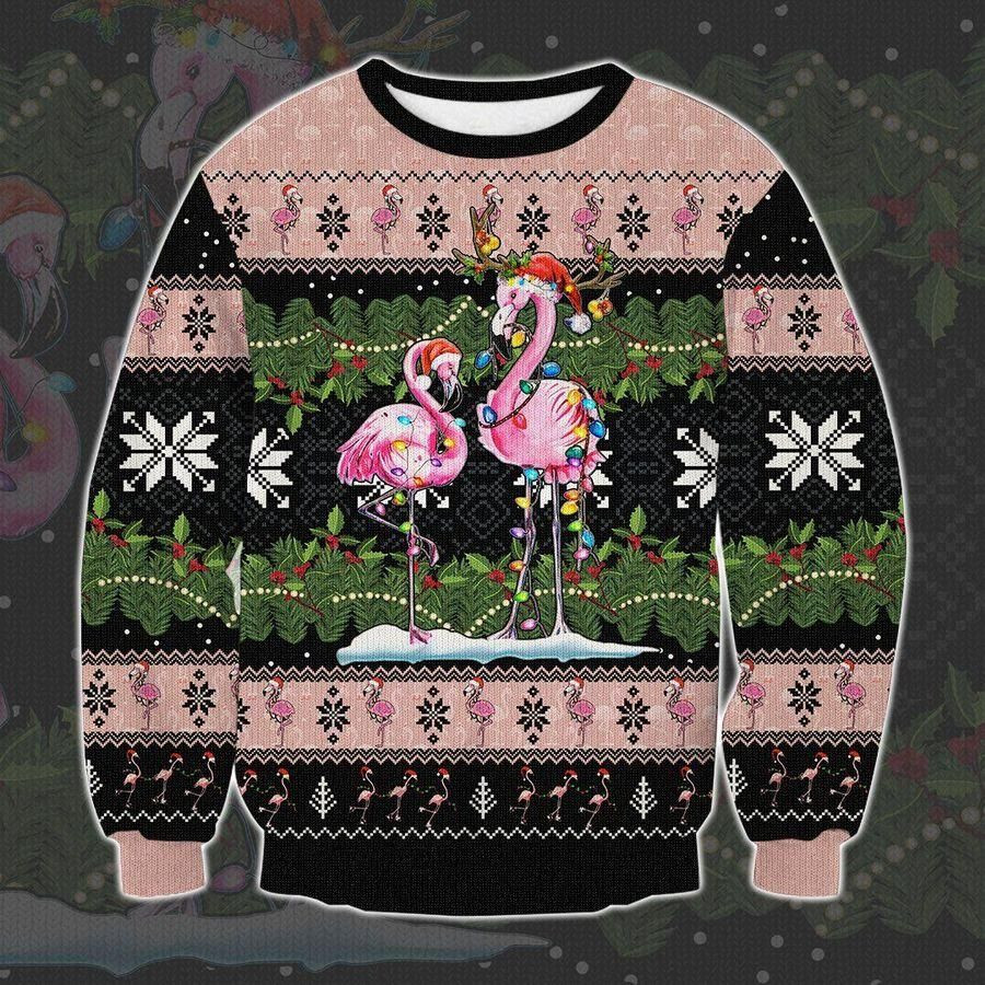 Flamingo Ugly Christmas Sweater Adult 3D Funny Matching for family