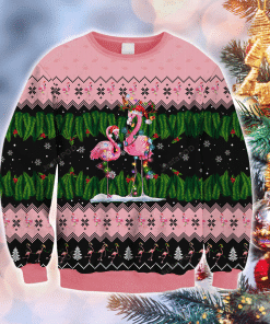Flamingo Ugly Christmas Sweater Adult 3D Funny Matching for family