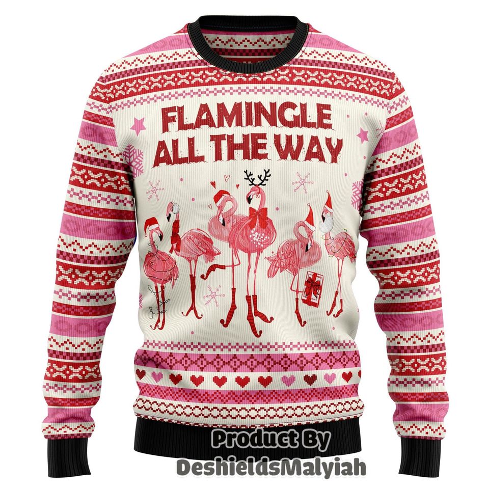 Flamingo Ugly Christmas Sweater, Flamingo Christmas Sweatshirt