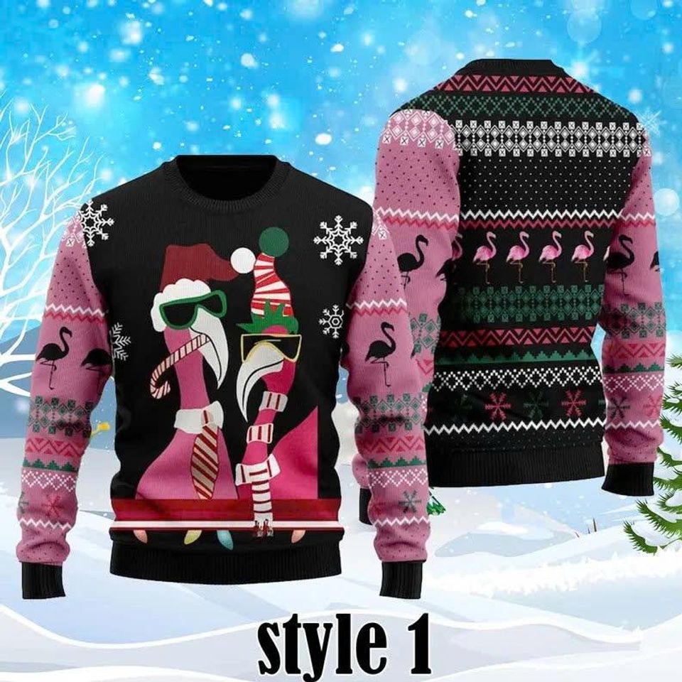Flamingo Ugly Christmas Sweater, Funny Holiday Sweater