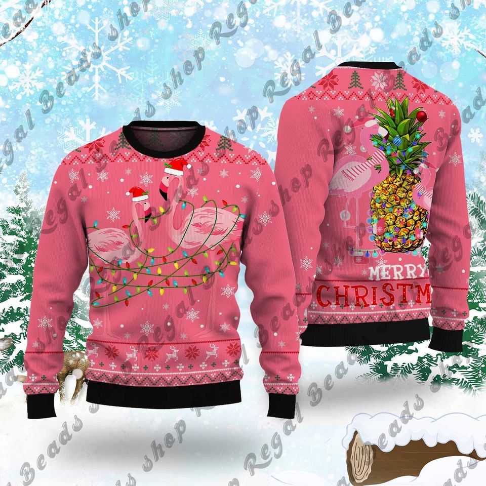 Flamingo Ugly Christmas Sweater Shirt, Christmas Vacation
