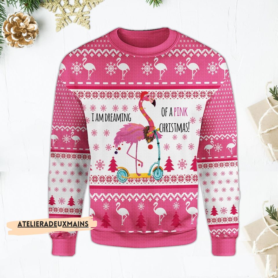 Flamingo Ugly Christmas Sweater, Ugly Christmas Sweater